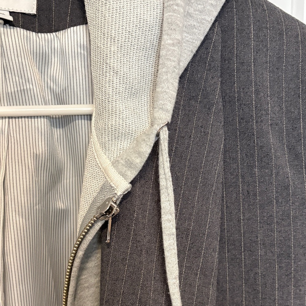 Evereve Pinstripe Blazer with Gray Hooded Liner - Picture 3 of 3